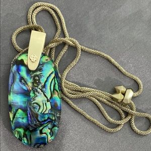 KENDRA SCOTT INEZ GOLD PLATED ABALONE SHELL LONG NECKLACE